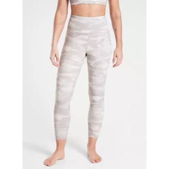 ATHLETA  Elation Camo 7/8 Tight Yoga Workout S Small Taupe Athleticwear - Picture 1 of 5